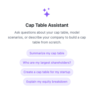 AI Chat Panel -- ask questions about your cap table in plain English